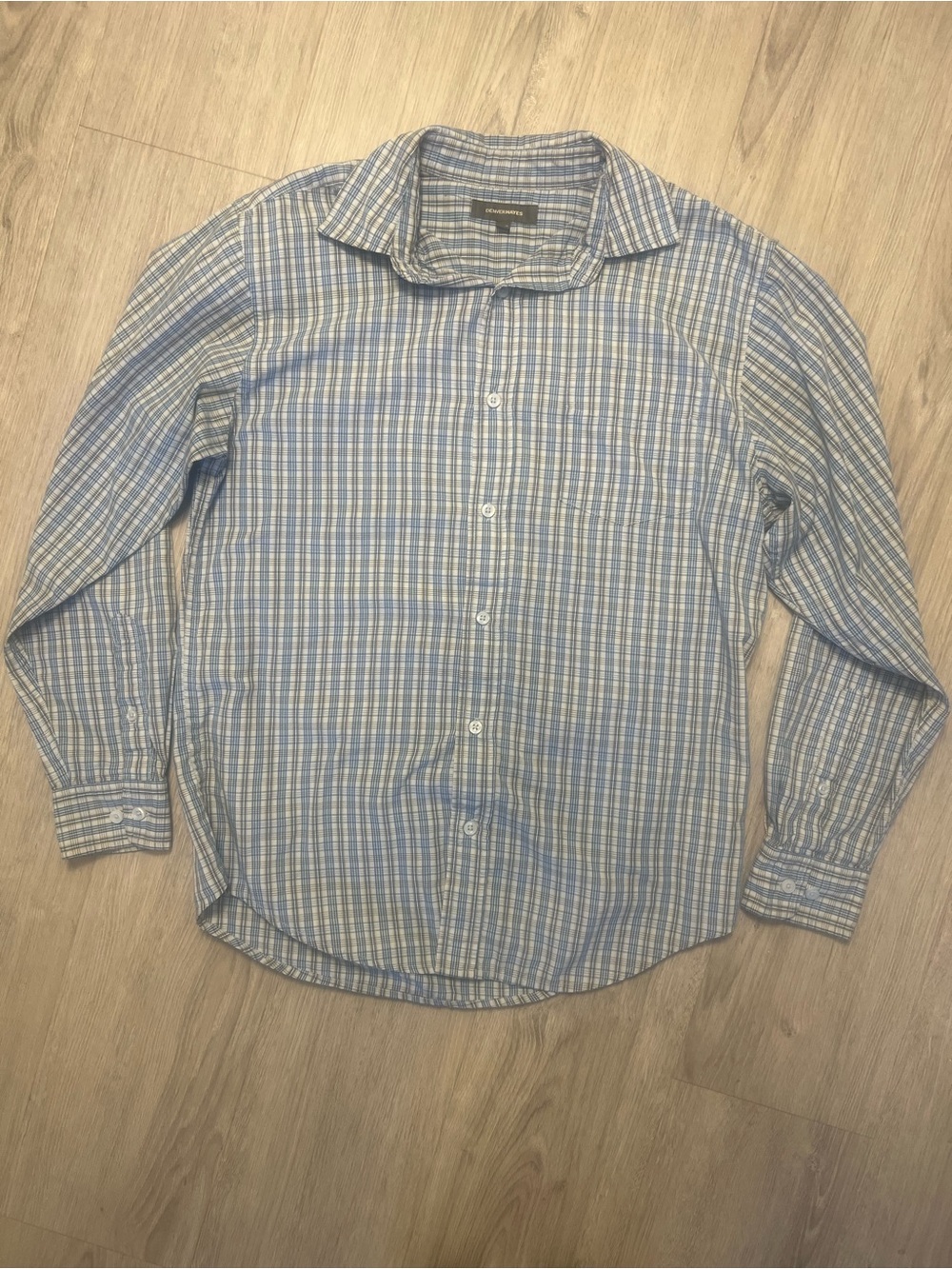 Denver Hayes Blue and White Plaid Button Down Shirt